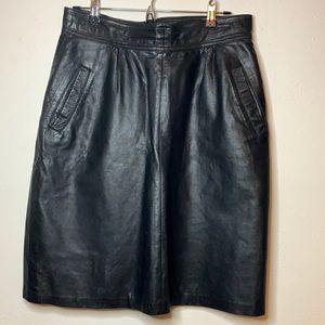 Vintage 100% Leather Skirt with Pockets